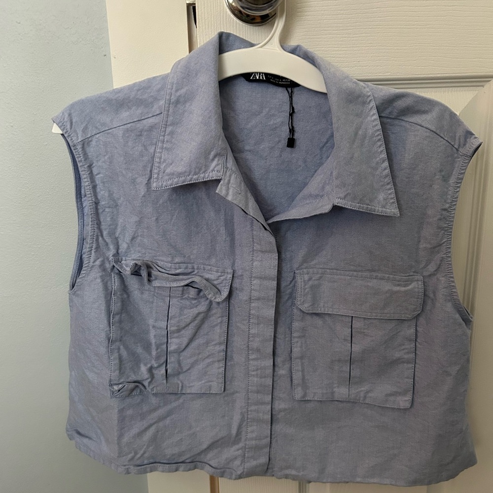 Zara Light Blue Sleeveless Top